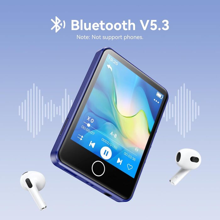MP3 плеєр GPTEK з Bluetooth 5.3, 2.8