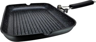 Гриль-сковорода Brieve Black Titanium індукційна, алюмінієва з антипригарним покриттям, складана, 34x24 см