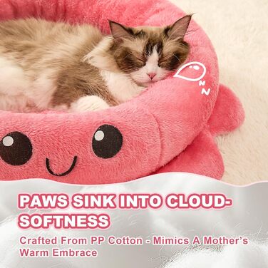 Кругле ліжко для собак та котів, рожеве, Boho стиль, XL, знімний коврик, ліжко-іграшка Октопус