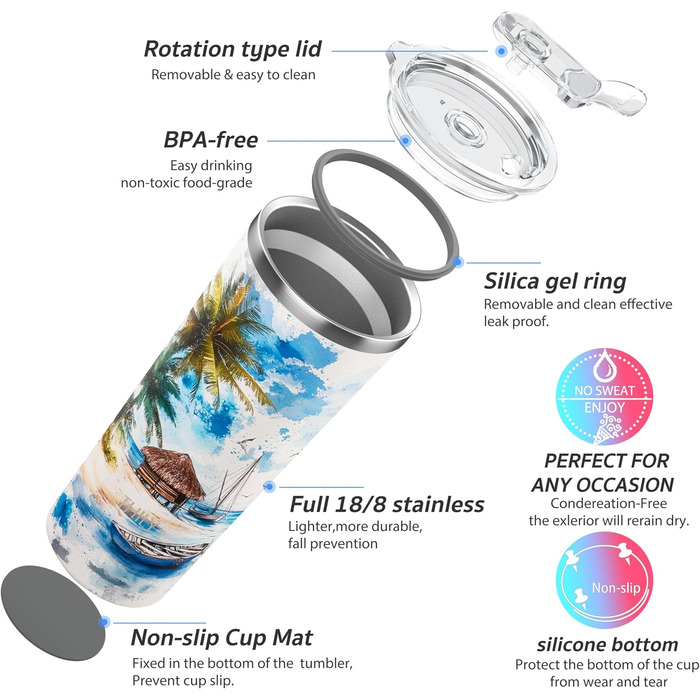 Термос THILY 780 мл з нержавіючої сталі, подвійний ізоляційний шар, з кришкою, захищеною від бризок, для гарячих та холодних напоїв, 2 шт. (Золотий мармур + Синій мармур)