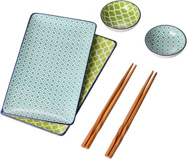 Набір посуду Vancasso HARUKA Sushi Set для суші (2 персони), кераміка, суші-тарілки, соусники, палочки для їжі