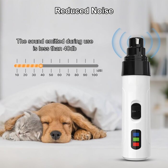 Набір для підстригання кігтів собак та котів, тихий електричний точило, 50 дБ, 2 швидкості, 3 отвори для точіння, для собак та котів різних розмірів