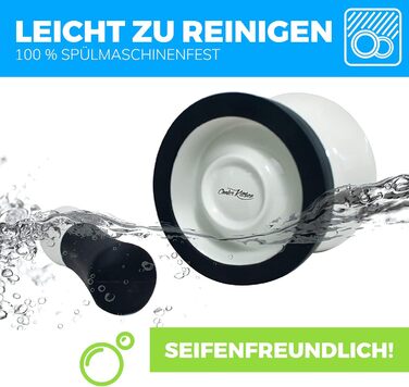 Набір для розмелювання EZ-Grip: ступка та пестик із силікону та порцеляни з неслизькою знімною основою. Новий дизайн, придатний для миття в посудомийній машині. Чорний, 15,25 см