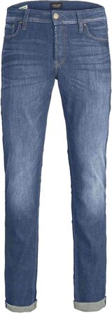 Джинси чоловічі JACK & JONES Tim Original Agi 010 Slim Straight Used Look, бавовна з еластаном, синій денім 32W/32L