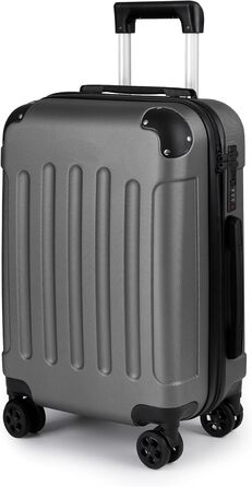 Чемодан ручної поклажі TANTOMI: жорсткий, з кодовим замком, телескопічною ручкою, темно-сірий, M