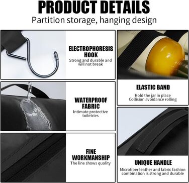 Чоловіча та жіноча косметичка-органайзер для туалетних речей - велика сумка для косметики з петлею для підвішування - бежева (чорний)