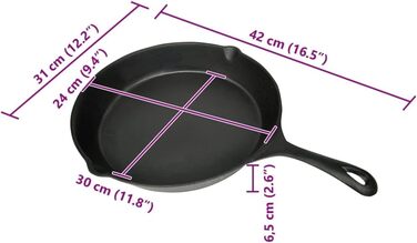 Набір сковорідок з чавуну для стейків та гриля vidaXL, 3 шт, 30 см, BBQ