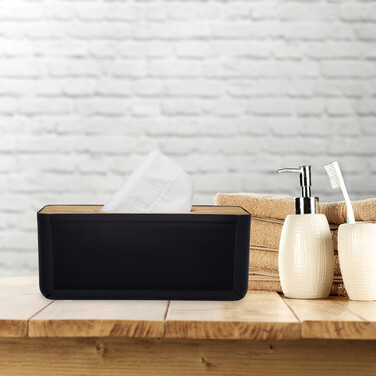 Relaxdays Cosmetic Tissue Box with Wooden Lid