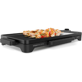 Тaurus Steakmax 2200 – гриль-плита з антипригарним покриттям, без PFOA, 2200 Вт, велика поверхня 49 x 27 см, легке очищення, збірна миска для жиру, протиковзкі ніжки, Чорний колір