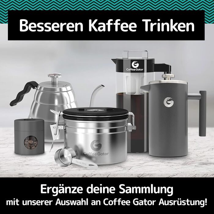 Френч-прес Coffee Gator 1 літр з термокружкою, з нержавіючої сталі, для дому, офісу, кемпінгу (Помаранчевий)