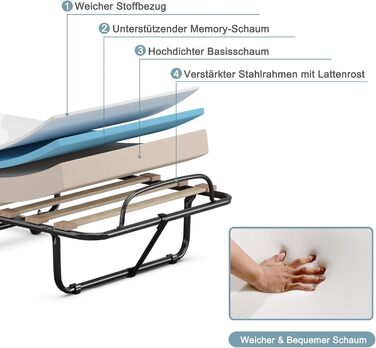 COSTWAY Foldable Guest Bed with Foam Mattress