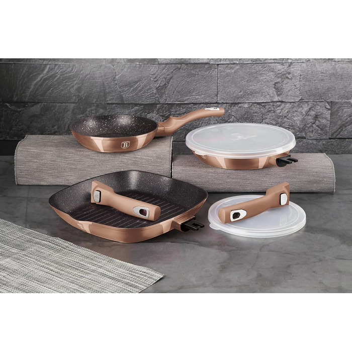 Набір сковорідок Berlinger Haus Metallic Line Rose Gold Edition (5 шт.) з знімним ручками