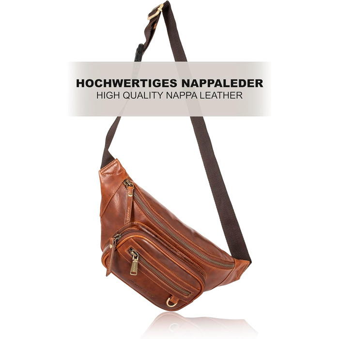 Чоловіча поясна сумка Marc Peter® Varadero з натуральної шкіри Наппа | Перехресна сумка на пояс для чоловіків та жінок | Шкіряна сумка через плече | Hip Bag | Колір: Восковий коричневий