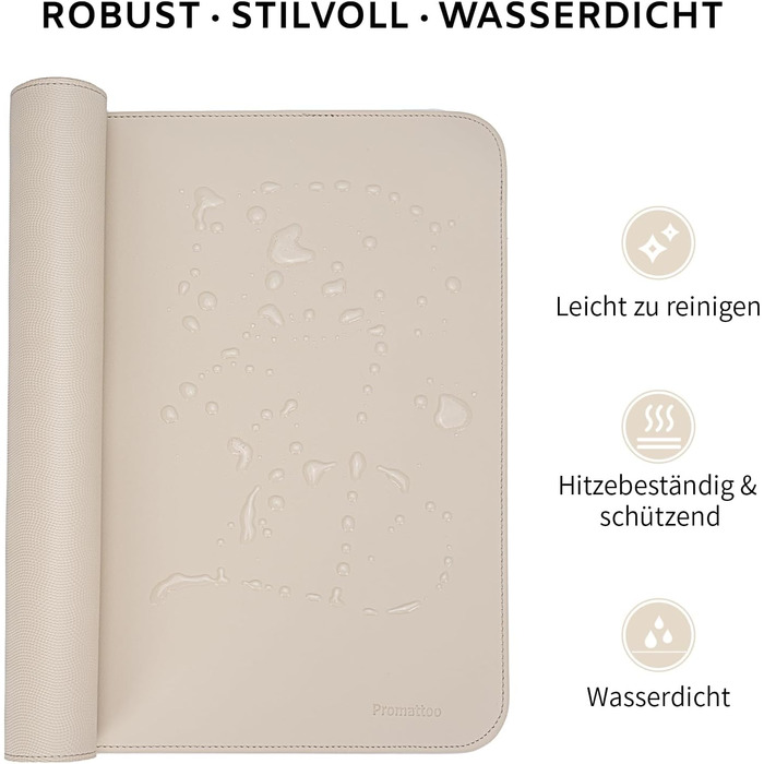 Підкладка для столу XXL з екошкіри бежевого кольору 80x40 см: антиковзка, водостійка, для офісу та дому