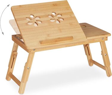 Столик для ноутбука Relaxdays, бамбуковий, регульований, з вентиляцією та ящиком, 1 шт.