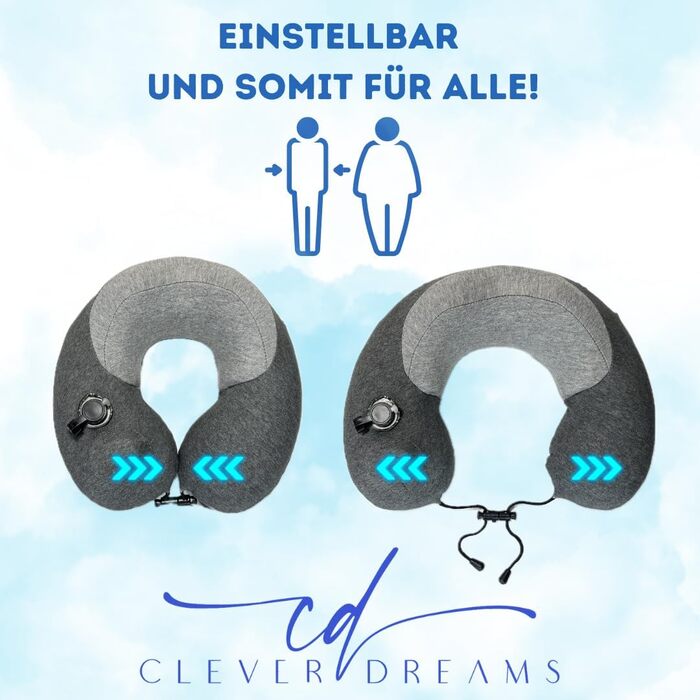 Clever Dreams Neck Pillow Airplane Travel Pillow Inflatable 2 in 1 with Memory Foam Foam Neck Pillow Car Travel Pillow Inflatable Neck Support for Adults Breathable and Adjustable