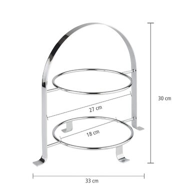 APS Serving Stand – High-quality cake stand made of chrome-plated metal for two plates with a max. Ø of 27cm – Total height 30cm (plates not included)