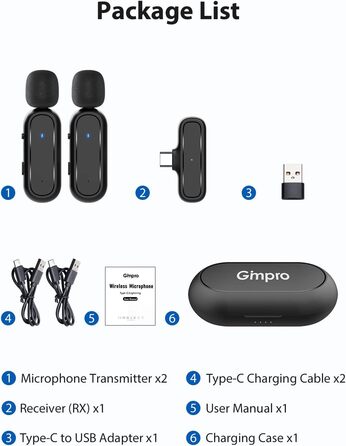 Мікрофон Lavalier Moman Handy Mini: бездротовий мікрофон для iPhone, YouTube, TikTok, Live-Streaming (чорний)