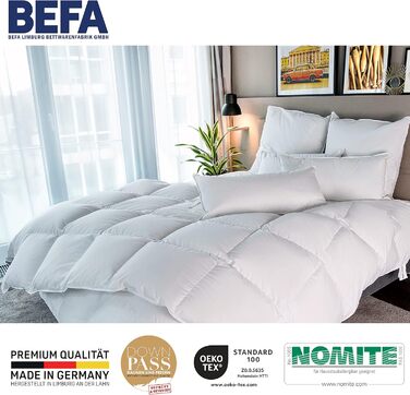 Ковдра з пуху та пера BEFA NATUR 155x220 см, для всіх сезонів, гіпоалергенна, сертифікат Öko-Tex, Німеччина