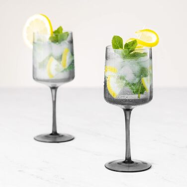 Navaris Gray-Tinted Wine Glasses, Set of 4 - Colored Stemware - Stylish Designer Glassware for Serving Wine, Cocktails, and Desserts