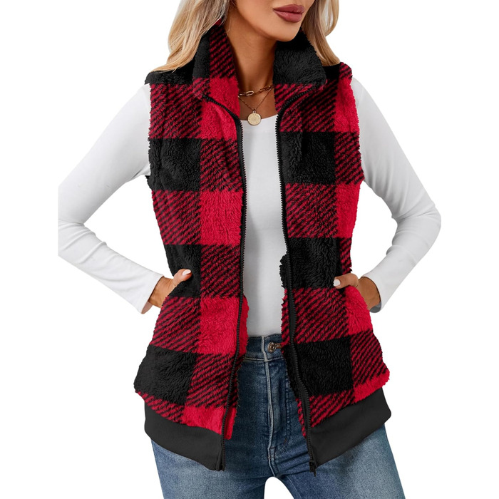 Жіночі теплі рукавички з флісу IECCP для осені та зими. Теплі рукавички з флісу для жінок, осінній/зимовий стиль, чорно-білий принт у клітинку (червоно-чорна клітинка), розмір S