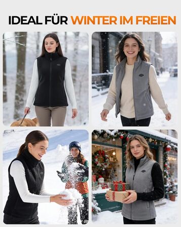 Електрична гріюча жилетка Topdot для жінок з флісу з Powerbank 7.4V 16000mAh, 10 зон нагріву, 3 температурні режими, для велоспорту, кемпінгу та outdoor-робіт, чорна, розмір M