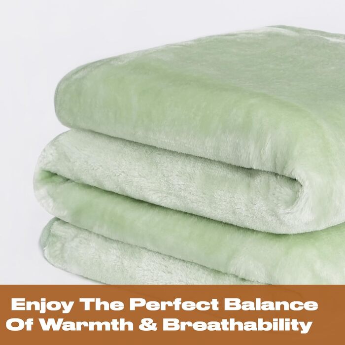 Плед DREAMSCENE з штучного хутра, флісу, м'який, теплий, великий, для ліжка (125 x 150 см, світло-зелений)