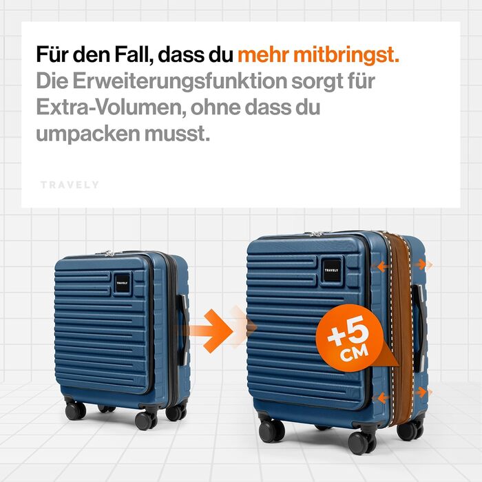 Чемодан туристичний великий 77см, 100л, з TSA замком, з відділенням для ноутбука (55x40x23см), глибокий синій колір, Travely