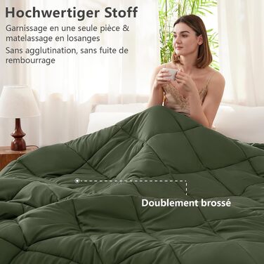 Всесезонна ковдра CozyLux 200x200 см (155x220 см), оливковий колір, для 4 сезонів