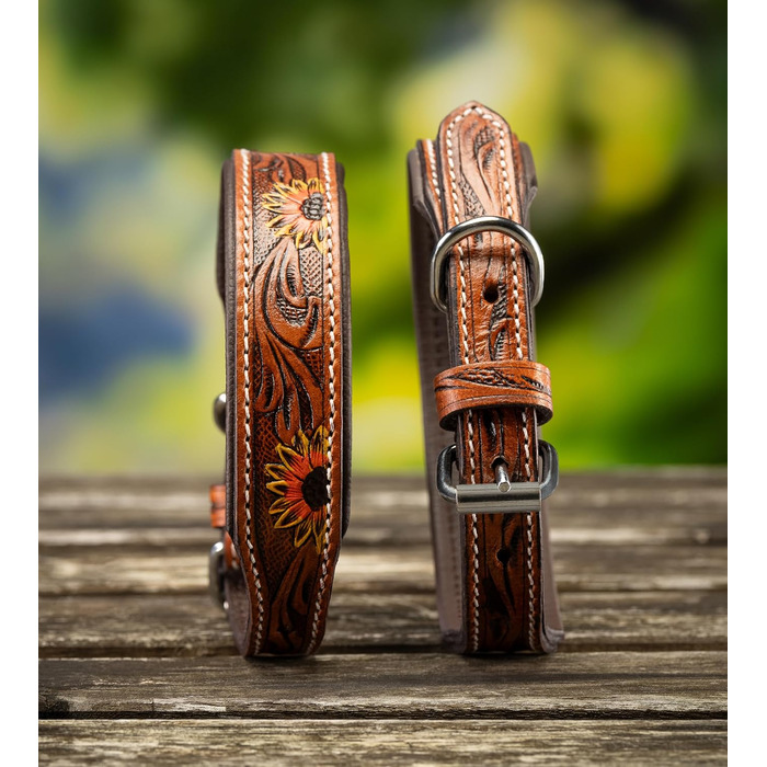 Стильний шкіряний нашийник для собак Джек Рассел від Unikat: ручна робота, з м'якою підкладкою. Нашийник з натуральної шкіри буйвола, для собак середніх порід. Розмір L (40-49.5 см)