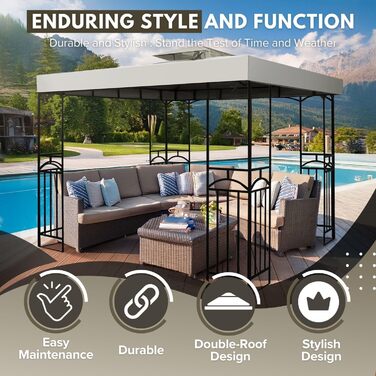 Replacement Gazebo Canopy Cover for Gazebo, 2.5 x 2.5 m, Waterproof Cover - Double-Layer UV30 Cover for Awnings, Garden, Terrace, Patio, Tent (Ivory)
