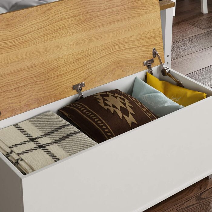 Скриня-оттоманка Vida Designs Arlington, біла, дерев'яна, з кришкою, для зберігання іграшок, білизни, пледів, лавка-сидіння, пуф