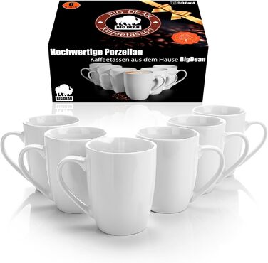 6 чашок для кави 300 мл з якісного порцеляну, білі - набір для розмальовування, в подарунковій коробці