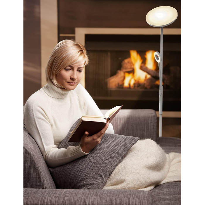 Світлодійна торшер Anten Klara з лампою для читання | Матова | 30W, регульована яскравість, пульт ДУ | 3 кольори світла | Безпечне регулювання яскравості | Світлодійна торшер для вітальні та офісу