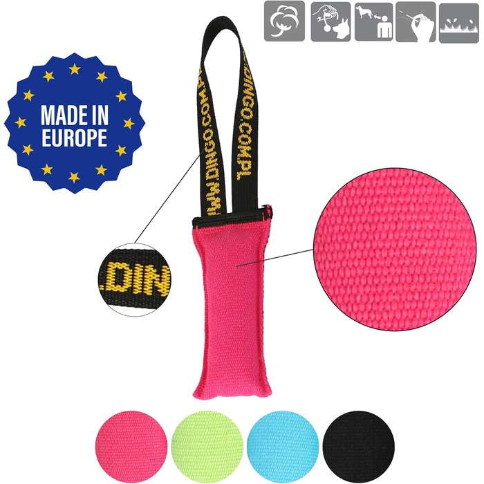 Dingo Dog Toy Bite Sausage Agility Cotton with Handle Handcrafted for Bite Training Fetching Floating, Swim-Friendly, Multicolor, 4 Pieces: 15 cm x 6 cm Z30001