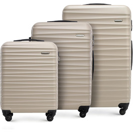 Чемодан на колесах Wittchen Groove Line L, великий, з ABS-пластику, з кодовим замком, 4 колеса, чорний (набір 3шт.)