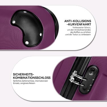 Чохол-валіза Beibye з кодовим замком, 4 колеса (чорний, фіолетовий, 66 см)
