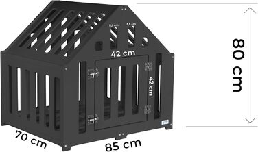 Будка для собак з дерева, закривається на замок, вольєр для собак, чорна, 85 x 70 x 80 см