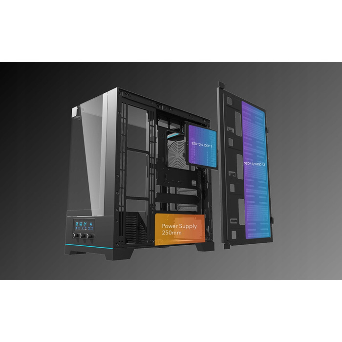 Ігровий корпус DarkFlash DY450 ATX Midi Tower, загартоване скло, ARGB