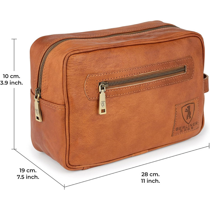 Шкіряна косметичка для подорожей Berliner Bags Vintage Paul, унісекс, коричнева (1 відділення)
