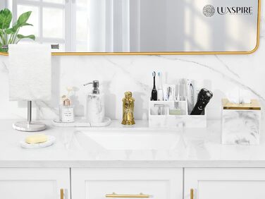 Тримач для зубних щіток Luxspire з 5 відсіками: електричні щітки, стаканчики, органайзер, паста, бритви - для сім'ї, колір: пісок