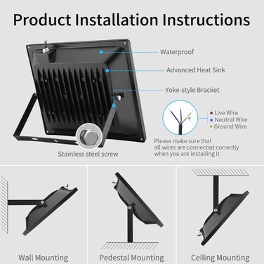 LED Floodlight Outdoor | Outdoor Floodlight | LED Spotlight Floodlight Floodlight Outdoor Spotlight Cool White | Super Bright 10000LM 6000K Cool White IP65 Waterproof Floodlight Wall Light for Garden Sports Field (100W, Warm White)