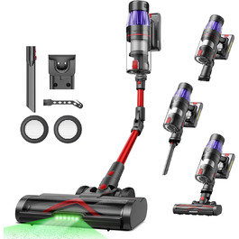 Бездротовий акумуляторний пилосос Ultenic 50KPA/550W, 60 хвилин роботи, об'єм 1,5 л, сенсорний дисплей, щітка проти ковтунів, док-станція на стіні, поворотний на 180°, для шерсті тварин/килимів/твердих підлог, зелений колір