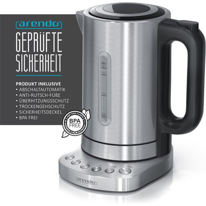 Електричний чайник з нержавіючої сталі 3000W з регулюванням температури та функцією підтримання тепла