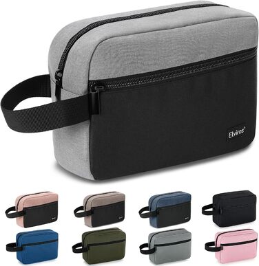 Чоловіча дорожня туалетна косметичка, водонепроникна, з кишенею для гоління та ручкою, органайзер для косметики, спортзал, душ, ванна кімната, подарунок для чоловіків, чорно-сіра