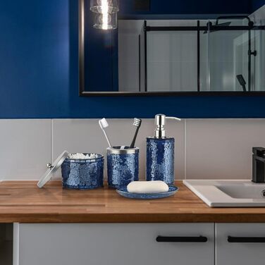 Набір аксесуарів для ванної кімнати Sanbege з мозаїчного скла, 4 шт., блакитний, комплект для ванної кімнати