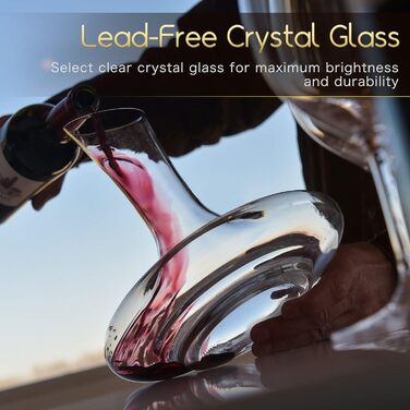 NUTRIUPS Wine Decanter Wine Carafe Red Wine 1.8L Lead-Free Glass Decanter Wine Decanter Made of Crystal Glass Red Wine Decanter (with Free Cleaning Brush and Stopper)