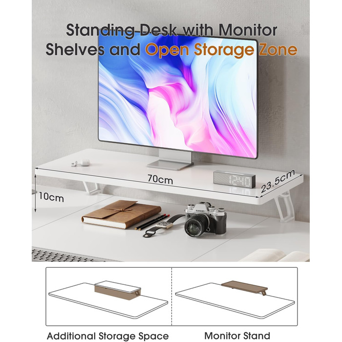 TriumphKey Adjustable Height Standing Desk with Monitor Stand - Electric Ergonomic Desk, 120x60cm White