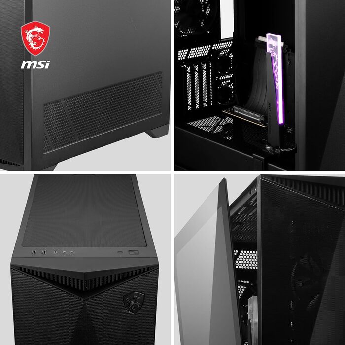 Корпус ПК MSI MPG GUNGNIR 300P Airflow - Mid-Tower з загартованим склом, підтримка ATX/M-ATX/Mini-ITX, 4 x 120mm ARGB вентилятори, USB 3.2 Gen 2x2 Type-C, Gen 1 Type-A, магнітний фільтр пилу
