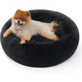 Кругле ліжко для котів та маленьких собак BEDSURE - м'яке, зручне, Ø 60 см, темно-сірий колір, розмір 60x60x14 см